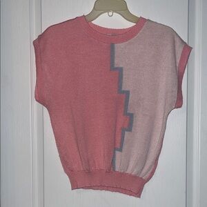 Women's Pink and Gray Western Knit Blouse